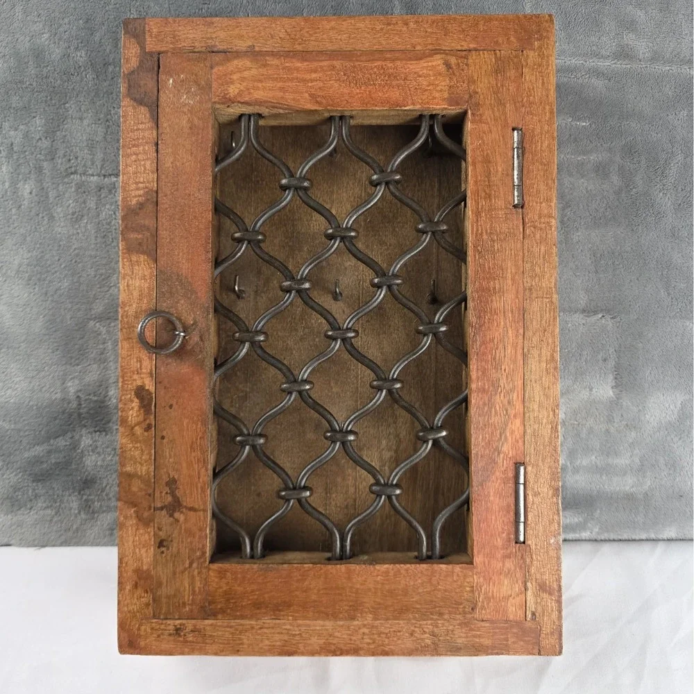 Vintage Wooden Wall Décor Key Hanging Cabinet Box Original Old Hand Crafted